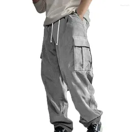 Men's Pants 2024 Multi-Pockets Spring Summer Cargo Men Streetwear Zipper Leg Skinny Work Joggers Corduroy Casual Tactical Trousers