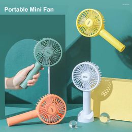 Decorative Figurines Mini Handheld Fan Portable Usb Rechargeable Battery Cooling Desktop With Base Mobile Phone Bracket 3 Modes For Travel