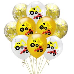 NUOVA decorazione per feste di buon compleanno palloncini striscioni forniture per feste veicoli da costruzione camion dei pompieri stampa palloncini foil accessori