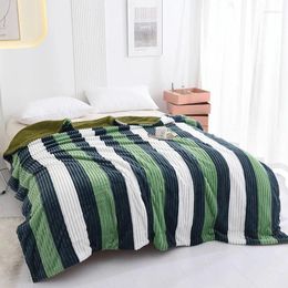 Blankets Luxury Decorative Sofa Blanket Warm Striped Sherpa Cover Double Layers Vintage Travel Camping Nap Quilt Bedspreads