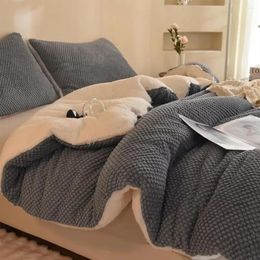 Bedding Sets 3D Jacquard Design Comforter Set Duvet Cover Grey) Bed Linen Microfiber Full Duvets Home Textile Garden