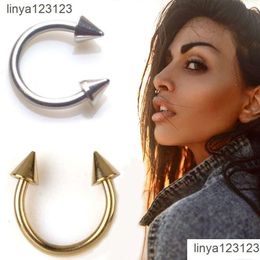 Nose Rings Studs Spike Hoop Piercing Real Stainless Steel Septum Ring For Men Women Cartilage Earrings Lip Nipple Eyebrow Wholesale Dhyzo