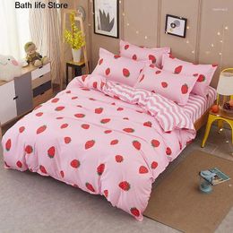 Bedding Sets Set Pink Lovely Strawberry Sheets Single Bedroom King Bed Girl Down Quilt Cover