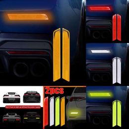 Upgrade New 2pcs Car Body Reflective Warning Tape Stickers Auto Bumper Reflector Sticker Night Safety Driving Anti-collision Stripe Decals