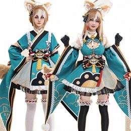 pre-sale Game Genshin Impact Miss Hina/ GOROU Doujin Cosplay Costume Maid Uniform Cosplay Hina Cute Dr and Wig 35vQ#