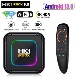 Smart TV Box HK1 RBOX K8 Android 13 RGB Light 4GB 64GB 128GB RK3528 WiFi6 BT 5.0 4K 8K Video Media Player Set Top Box