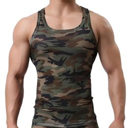 CLEVER-MENMODE Quick Dry Men Tank Top Undershirt Sleeveless Shirt Fitness Camouflage Singlet Bodybuilding Vest Elastic Clothing 240315