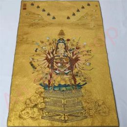 Miniatures Thangka, embroidered brocade painting, Thousandhanded Guanyin, exquisite home decoration, auspicious