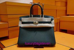 Top Quality Hremms Birkks Designer Women Purse Genuine Leather HandbagsAri full manual series wax wrapping line 25 turquoise green Togo With Real Logo
