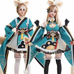 pre-sale Game Genshin Impact Miss Hina/ GOROU Doujin Cosplay Costume Maid Uniform Cosplay Hina Cute Dr and Wig a4gW#