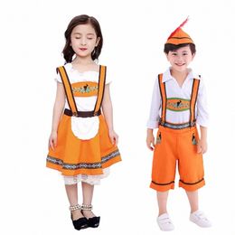 children's Day Boy Girl Leather Shorts Oktoberfest Cosplay Costume Stage Performance Uniforms Kids Beer Waiter Maid Dr P2SX#