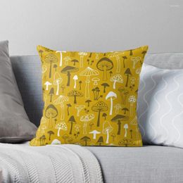 Pillow Mushrooms In Yellow Throw Cover Polyester Pillows Case On Sofa Home Living Room Car Seat Decor 45x45cm