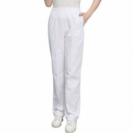 solid Color Work Pants High Quality Women's Elastic Waist Doctor White Scrub Pants Spring Autumn Nurse Dental Care Uniform Pants W7r1#