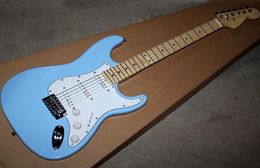 Factory Whole Sky Blue Electric Guitar with White PickguardSSS PickupsMaple FretboardCan be Customized as Request9717157