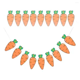 Party Decoration 2 Pcs Carrot Pull Flag Bunting Easter Supplies Happy Banner The Themed Paper Adorn Hanging Decorative
