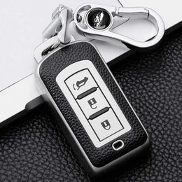 Car Key TPU+Leather Car Key Case Cover For Mitsubishi Outlander ASX LANCER Pajero Sport Eclipse Cross Key Cover Shell Fob Accessories T240509