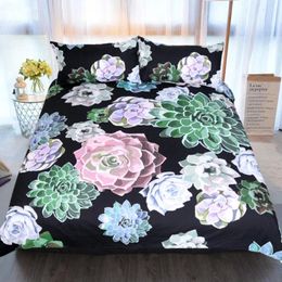 Bedding Sets Green Succulents 3D Duvet Cover Set Flower Plant Printed Floral Bed King Size Super Soft Luxury