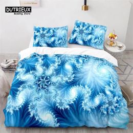 Bedding Sets Snowflake Duvet Cover Winter Theme Geometric Pattern Set Microfiber Blue Floral Quilt For Girl Boy Christmas Decor