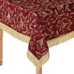 Table Cloth Luxury Damask Floral Design Round Tablecloth Christmas 60 Inch By 120 Goods Decor Burgundy Service Freight Free
