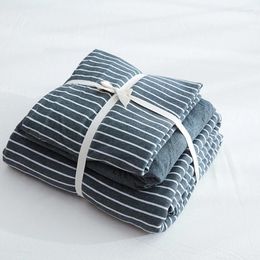 Bedding Sets Cotton Jersey Knitted Fabric 4pcs Black And White Stripe Bed Cover Set Elegant Simple For Man/boyfriend