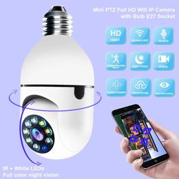 5G Wi -Fi E27 Blab Supillance Camera Camera Night Viedless Home Camera 4MP CCTV Video Security Proy Alexa Google Home