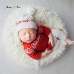 Accessories Newborn photography props costume Christmas outfits theme styling handmade mohair hat + top + shorts suit twins clothing