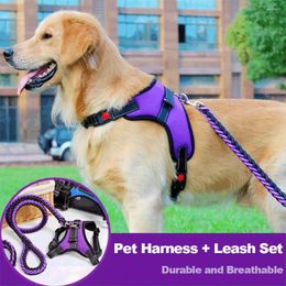 Dog Collars Vest Leash Rope Set Nylon Heavy Pet Harness Collar Extra Big Large Medium Small Harnesses Husky Dogs Pets Supplies