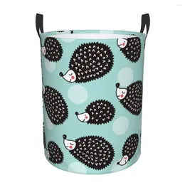 Laundry Bags Folding Basket Cute Hedgehogs And Polka Dots Dirty Clothes Toys Storage Bucket Wardrobe Clothing Organizer Hamper