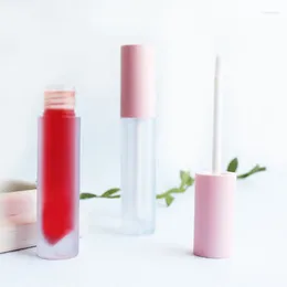 Storage Bottles Frosted Pink Round Lip Gloss Tint Plastic Tubes DIY Empty Makeup Big Lipgloss Liquid Lipstick Case Beauty Packaging