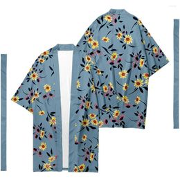 Ethnic Clothing Men's Japanese Traditional Long Kimono Cardigan Fashion Women's Floral Pattern Shirt Yukata Jacket Elegant