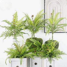 Decorative Flowers Artificial Green Plants Persian Grass Fern Golden Monkey Leaf Bundle For Living Room Home Indoor Garden Desktop