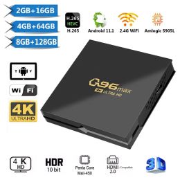 Caixa Q96 Max Home Theater Android 11 2.4g WiFi 4K H.265 8GB+128 GB de caixa de TV Quad Core Amlogic S905L Set Top Box