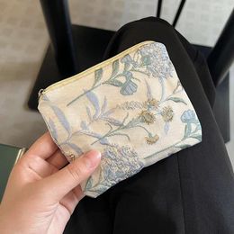 Storage Bags Mini Small Zipper Coin Purse Women Cute Floral Clutch Lipstick Bag Key Wallet Lady Cotton Travel Makeup Pouch