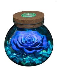 Decorative Flowers 1pcs Artificial Preserved Roses With Colourful Mood Light Wishing Bottle Eternal Rose Never Withered A Gifts For Women