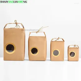 Gift Wrap Private Tea Packaging Boxes Portable Food Window A Brown Paper Bag Mid-Autumn Festival Custom
