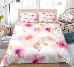 Bedding Sets Peach Flowers Set Floral Duvet Cover Pink Girls Bed Linen Kids Home Textile Bedclothes Beds