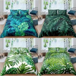 Bedding Sets 3D Palm Leaves Set Duvet Cover Pillowcase For Home Bedroom Luxury Bed 2/3pcs Bohemian Quilt