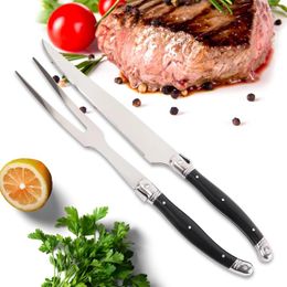 Dinnerware Sets Jaswehome Outdoor Barbecue Knife Fork Japanese Teppanyaki Serving Tools Stainless Steel Turkey Steak Roast