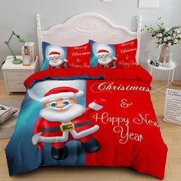 Bedding Sets Santa Claus Pattern Home Textile Year Sleeping Set 2/3pcs Duvet Cover With Pillowcase Christmas Gifts For Kids