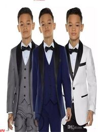 GRAY Boys Tuxedo Boys Dinner Suits Three Piece Boys Black Shawl Lapel Formal Suit Tuxedo for Kids Tuxedo5780187