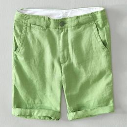 Shorts de linho 100% puro FPR Men Summer Fashion shorts de férias de praia solta Man shorts casuais mais tamanho Y2894 240329