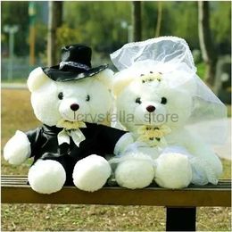 Movies TV Plush toy 2pcs/pair 20/40cm Wedding Bear Couples Plush Toys Teddy Bear Doll Wedding Gift Bear Bride Groom Christmas Gifts For Women Girl 240407