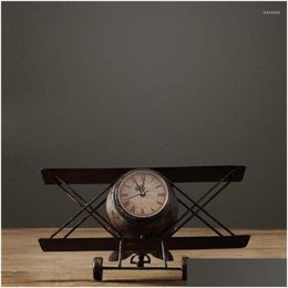 Relógios de mesa Relógios vintage Relógio de arte de ferro casa mobiliamento de ornamento de decoração Modelo de avião artesanato nostica