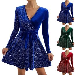 Casual Dresses Women'S V Neck Fashion Elegant Loose Fine Flash Print Dress For Women 100 Cotton