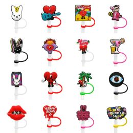 bad bunny straw topper silicone Mould accessories cover charms Reusable Splash Proof drinking dust plug decorative 8mm straw party ZZ