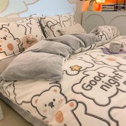 Bedding Sets Home Textile Winter Milk Velvet Duvet Cover Cartoon Thick Warm AB Side Plush Quilt Household Blanket