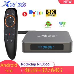 Caixa de TV Smart Box X96 X6 Android 11 RockChip RK3566 4G 32G 8G 64G Dual Wi -Fi Voice Assistant 1000m Bt 4K 8K Media Player Set Top Box Top Box