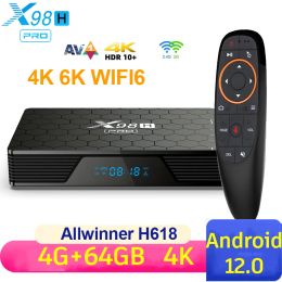 Caixa X98h Pro Smart TV Box Android 12 4GB 32GB 64GB TVBox Allwinner H618 2.4/5g Dual WiFi6 1000m Bt 4K Media Player Set Top Box 2G16G