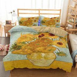Bedding Sets Oil Painting Sunflower 2/3pcs Duvet Cover For Kid Adult Boy And Girl Bedclothes With Pillowcase Polyester Soft Bed