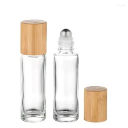 Storage Bottles 10ml High-grade Bamboo Roll On Bottle ( Steel Ball ) Cap Perfume Essential Oil LX3257